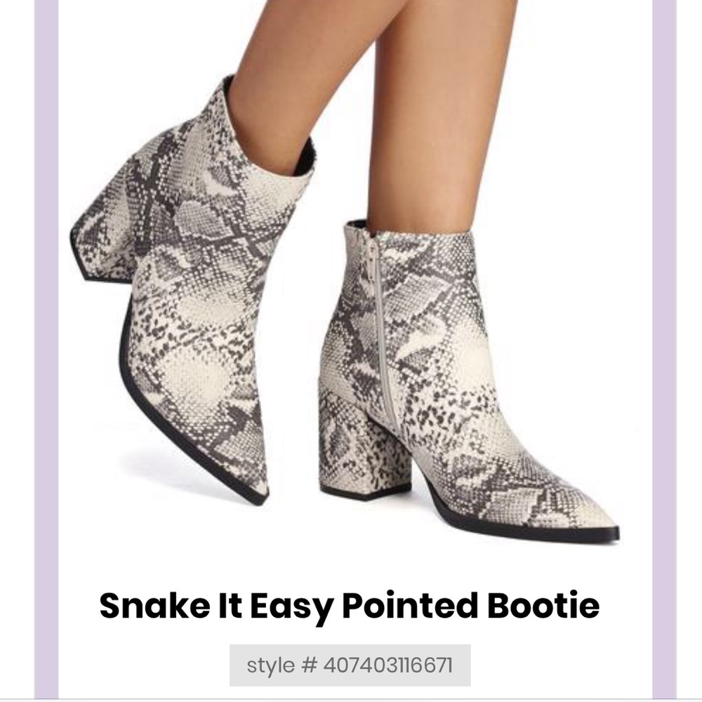 Snakeskin booties